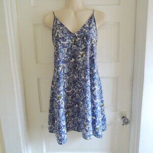 Lush Blue Floral Mini Slip Dress S